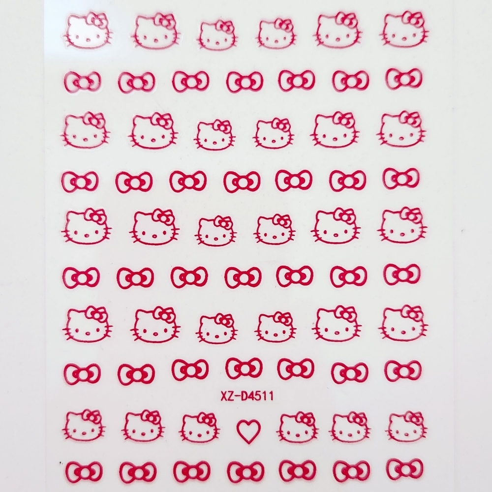 ⭐4/$15 Hello Kitty Red Printed Nail Art Stickers